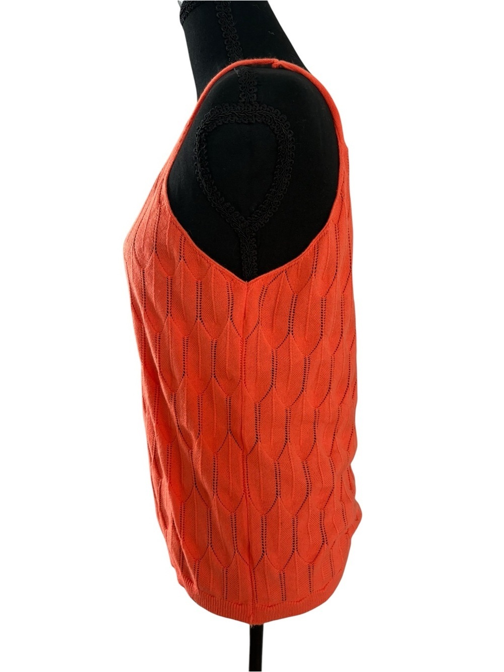 Women's Orange V-Neck Knit Tank Top - Picture 5 of 8